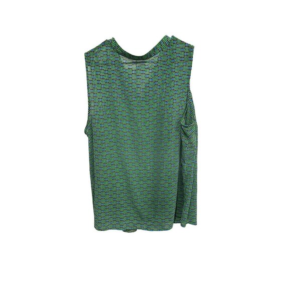Liz Claiborne Button Front Sleeveless Blouse Green Blue Plus Sz 2X Checkered - Picture 2 of 11